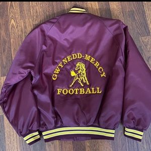 Satin Bomber Vintage Varsity Football Maroon Jacket Gwynedd Mercy Size Small